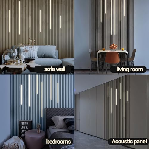 HAMRVL LED Recessed Lighting Wall Panel Lights, 6PCS 4000k Natural White Adhesive Slat Wall Lights with Touch Switch, Wall LED Light for Bedroom, Living Room, Studio, Kitchen Cabinets, Acoustic Walls - color: Silver - Natural White 4000k, size: 42in+26in+