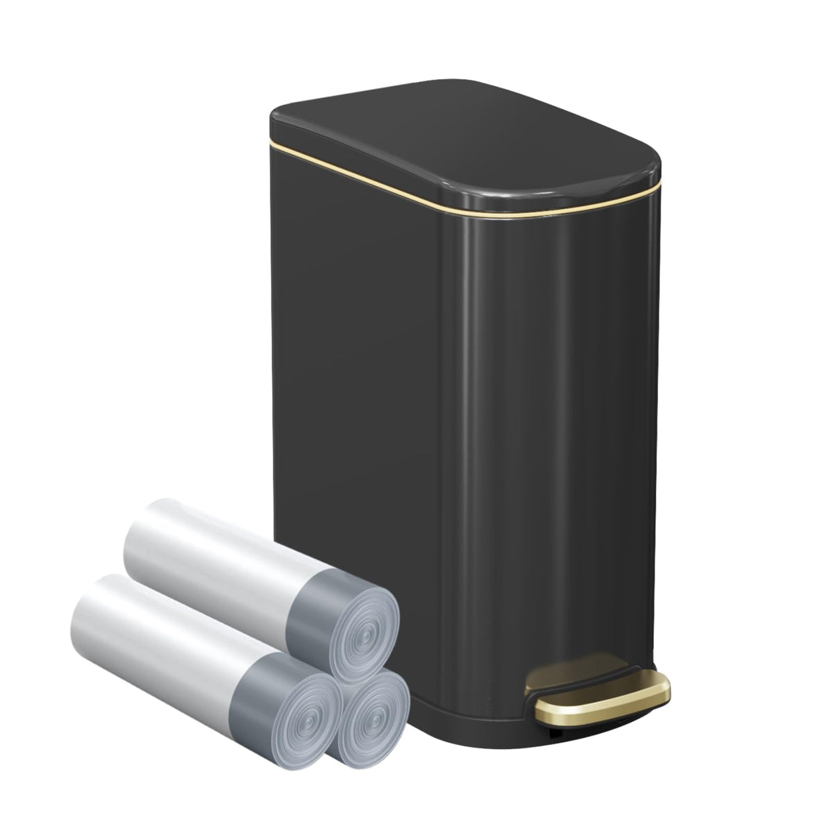 2.6 Gallon Slim Bathroom Trash Can with Soft