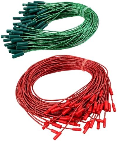 Christmas Ornament Hangers String 200Pcs Ribbon Ornament Hook Rope Pre Cut String with Clip Locking for Hanging Decors Pre Cut Holiday Cord