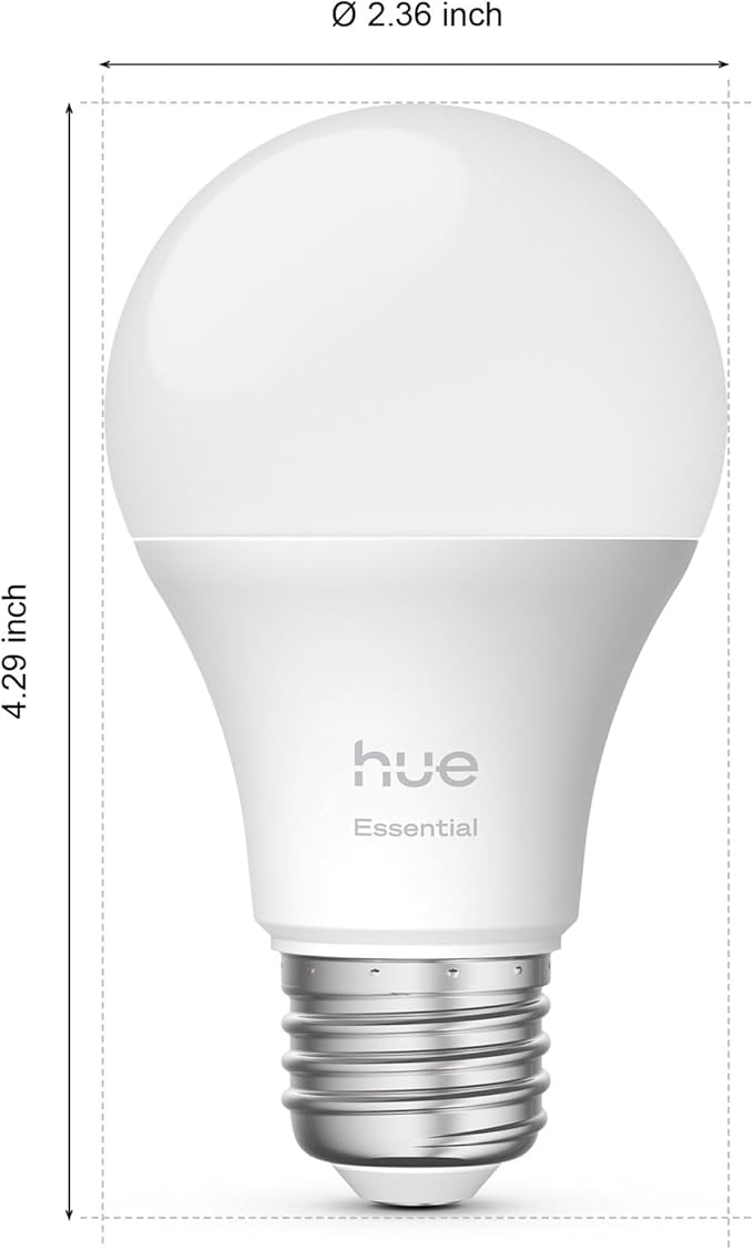 PHILIPS Hue Essential Starter Kit: Hue Bridge, 2 Essential E26 Smart Bulbs, White & Color Ambiance, 2200K-6500K, Dimmable LED Bulbs, Works with Alexa, Google Assistant, Samsung SmartThings, Apple Home