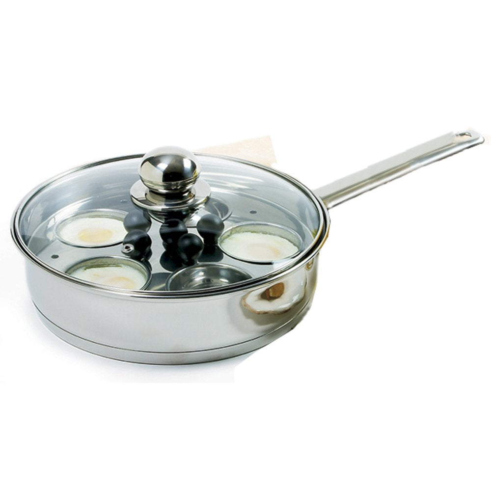 Norpro Stainless Steel Egg Poacher/Skillet Set, 10", Silver, 1 Liters