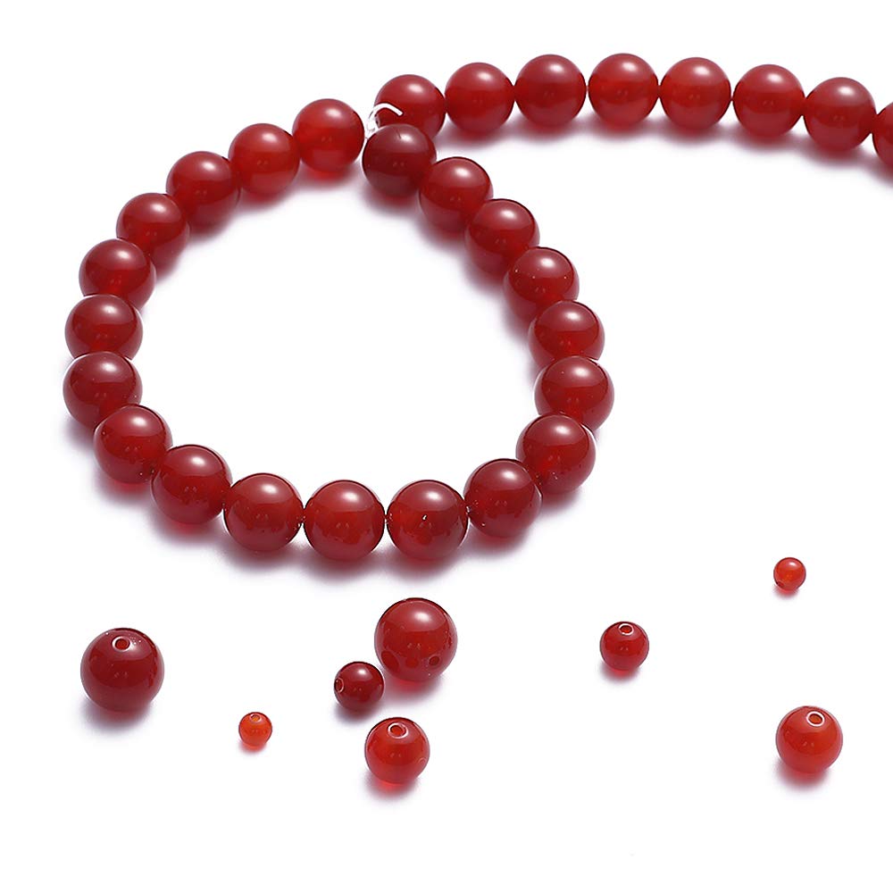 BEADIA Natural Red Agate Stone Round Loose Semi Gemstone Beads for Jewelry Making 10MM 38PCS
