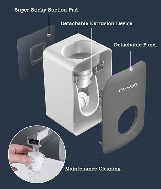Automatic Toothpaste Dispenser for Kids, 2 PCS Toothpaste Squeezer for Kids & Family Shower Decor, is Wall Mounted Bathroom Accessories Organizer (Black, 2PACK)