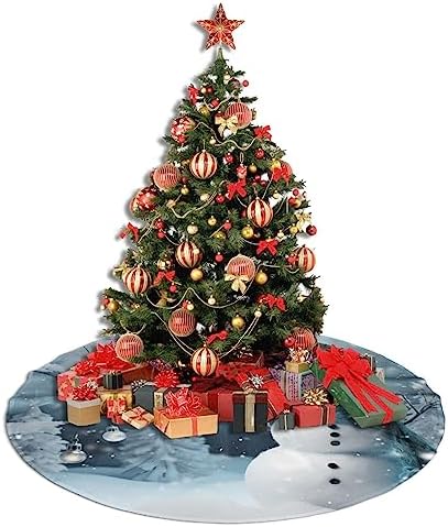 Christmas Snowflake Snowman Christmas Tree Skirts 36", Xmas Tree Cloth Mats Trees Skirts for Decor Gift, Home Decoration