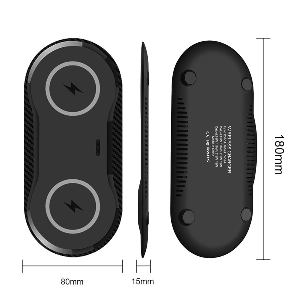 30Watt Dual Wireless Charging Pad for Multiple Devices, Dual 15W Charging Pad for iPhone 16/15/14/13/12/11/X,for Samsung Galaxy S25/S24/S23/S22/S21/S20/S10, and More. with USB-C Cable