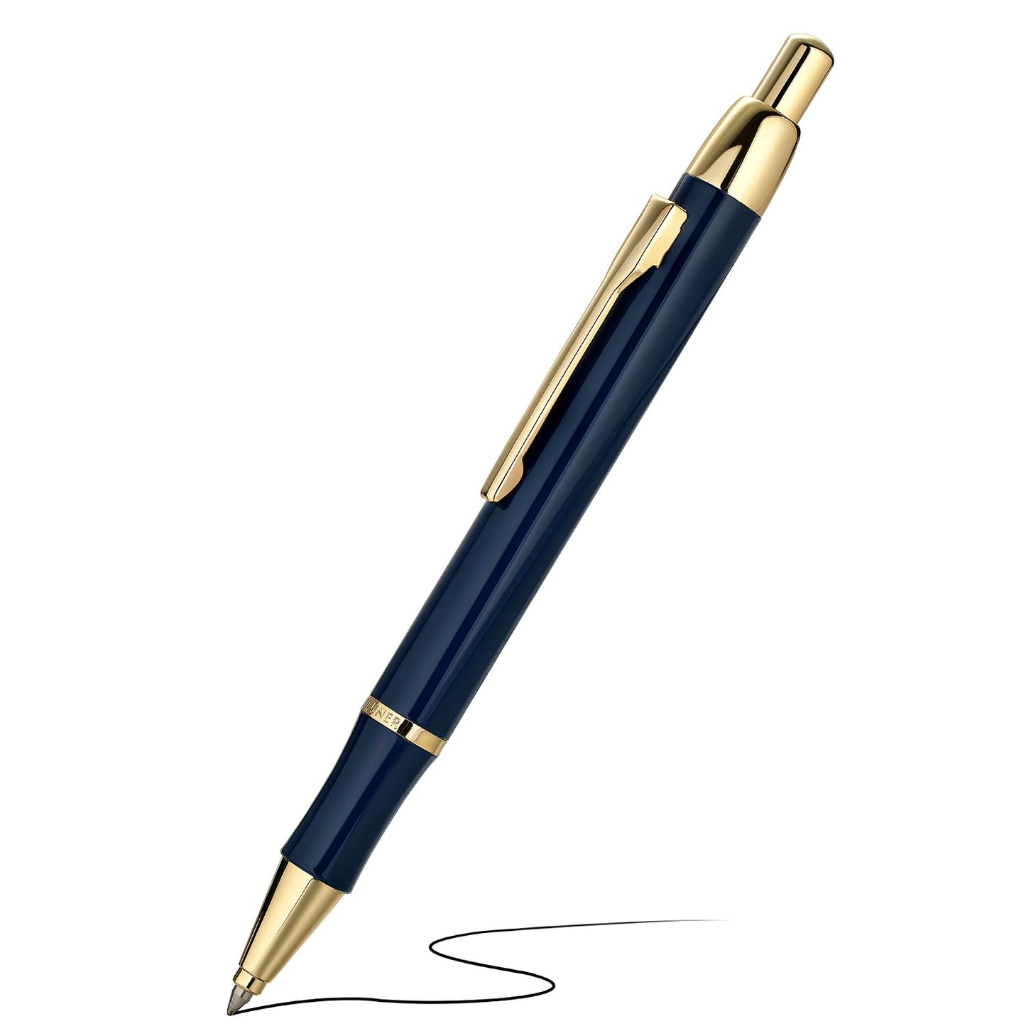 BEILUNER Luxury Gel Pen with 24K Gold Electroplating Finish, Blue Piano Lacquer, Luxury Grade Craftsmanship, Best Gel Pen Gift Set for Men and Women