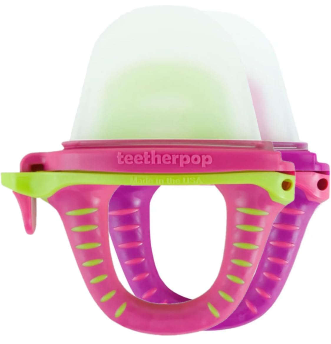 Teetherpop Fillable Freezable Teethers for Babies - Breastmilk Teether with Spill-Proof Sippy Slits – Teething Popsicle for Baby, Liquids & Purées, Cooling Teething Relief Feeder Pacifier - Pink Set