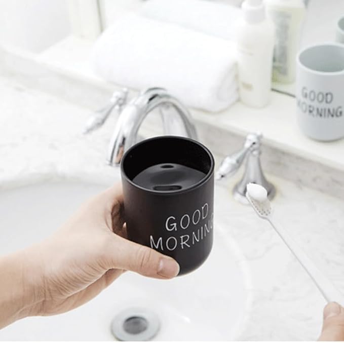 Toothbrush Cup 2Pcs, Bathroom Toothbrush Holder, Storage Cup 300ml, Drinking Cup, Reusable (Gray + White)