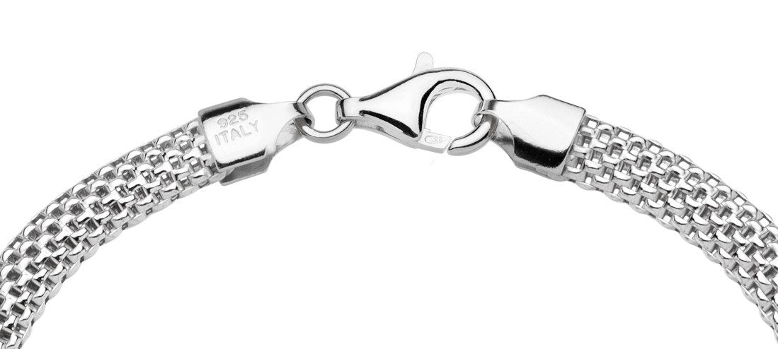 Miabella 925 Sterling Silver Italian 5mm Mesh Link Chain Bracelet for Women, Made in Italy (7.5 Inches)