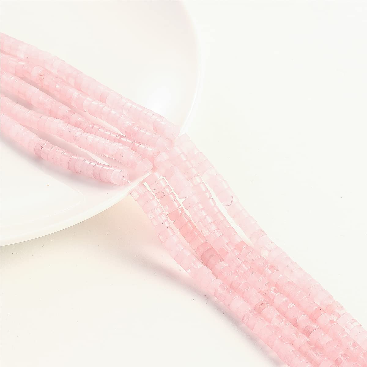 Natural Rose Quartz Stone Spacer Beads 6x3mm 38cm/str Flat Round Loose Semi Gemstone Caps for Making Bracelets Necklace