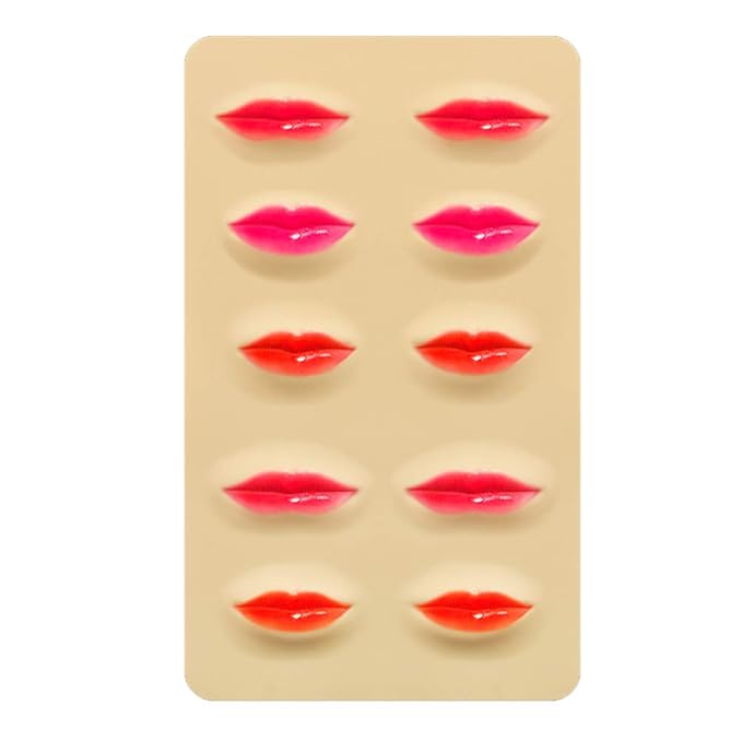 Silicone Fake Skins for Lips 3 Sheets 3D Microblading Permanent Makeup Tattoo Practice Skin 8.5x7.4 Inch for Tattoo Artists and Beginners (Lips)