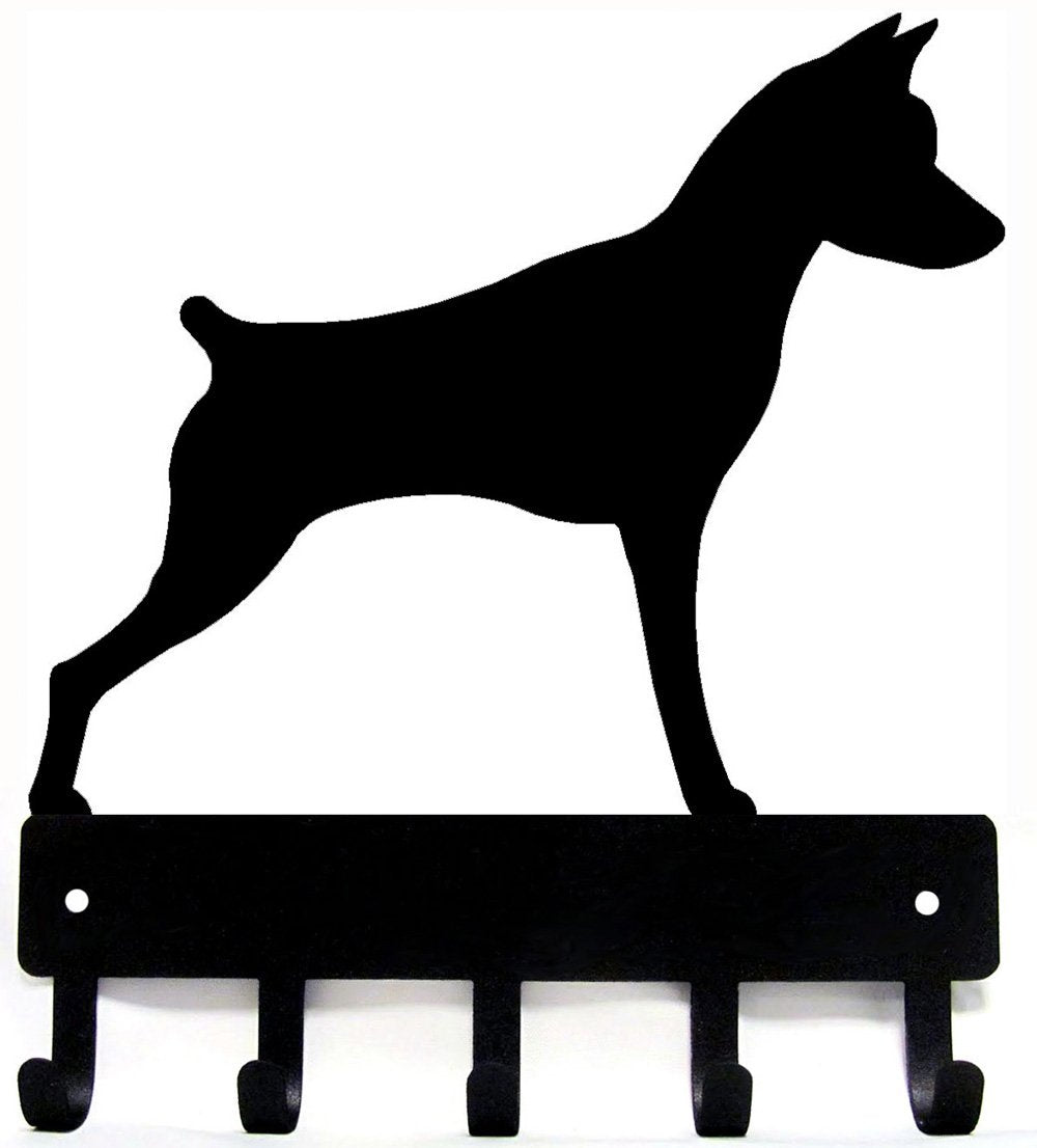 The Metal Peddler Miniature Pinscher Key Holder for Wall - Small 6 inch Wide with 5 Hooks - Made in USA