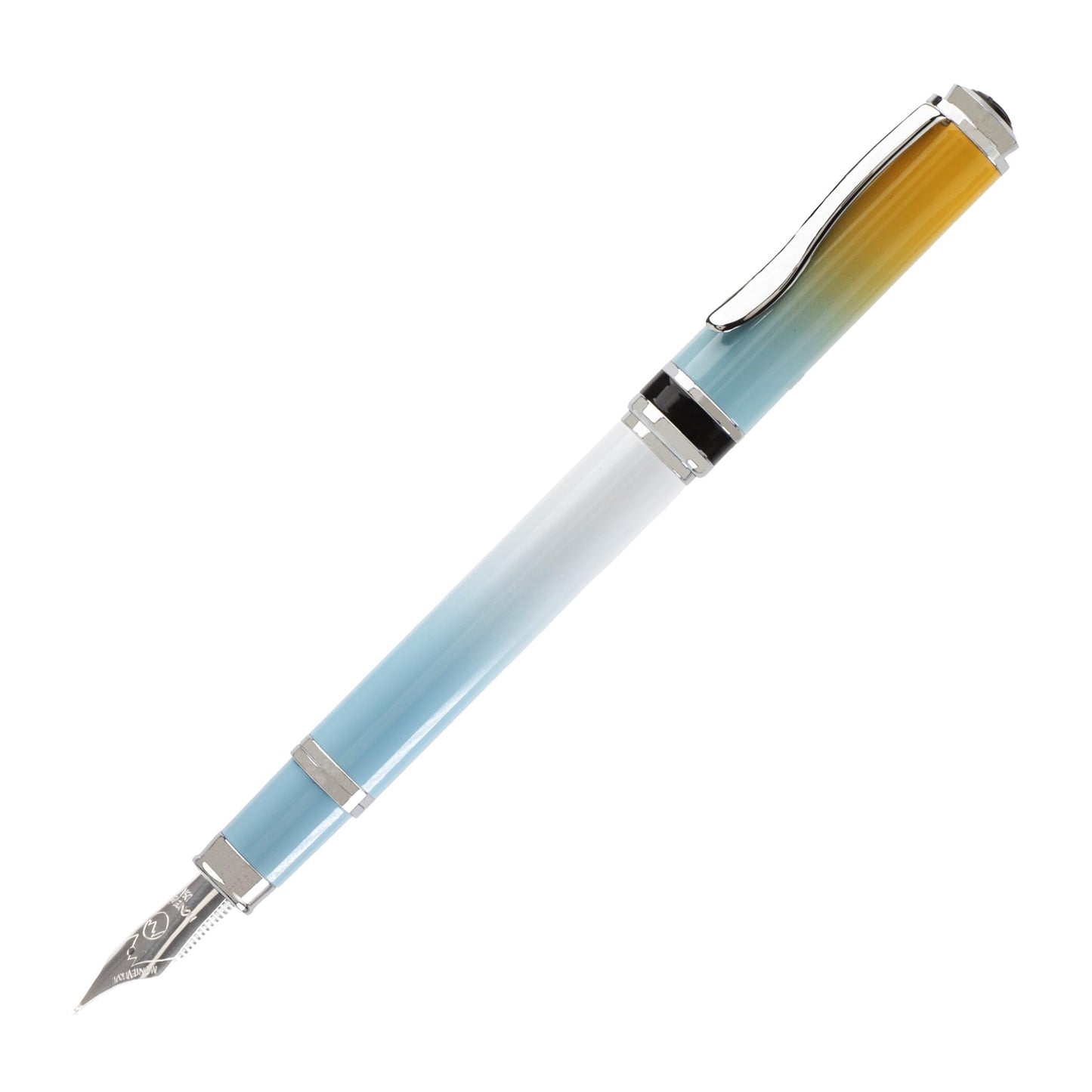 Monteverde USA Innova Ombre Fusion Bliss (Gold/Blue/White Gradient Finish) Fountain Pen - Medium Nib, Refillable, Gift Case, Luxury Pen