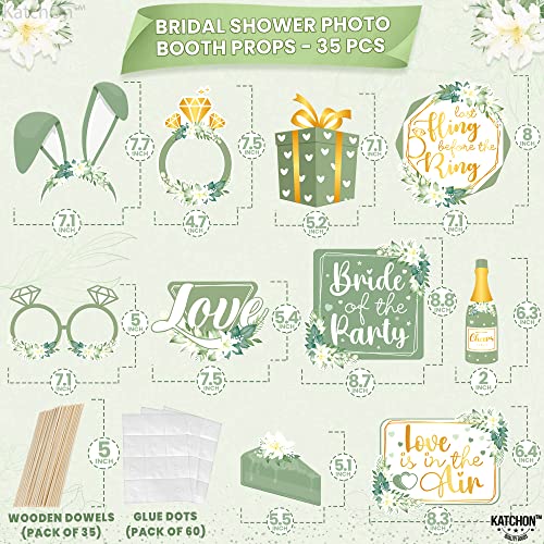 KatchOn Bridal Shower Photo Booth Props - Pack of 35 | Green Decorations for Bridal Shower and Bachelorette Party