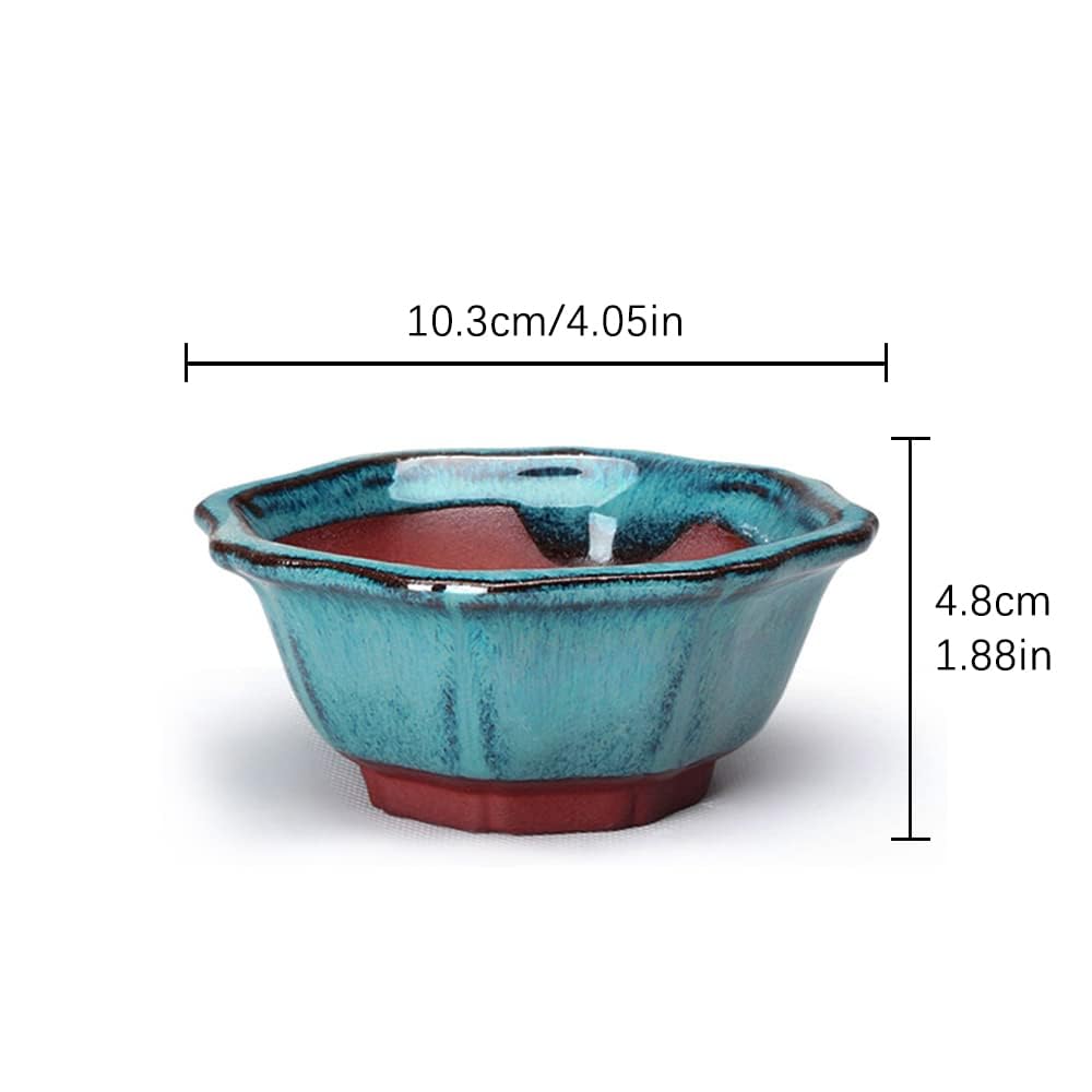 YUEMUCAO Set of 6 Ceramic Succulent Flower Pot, Small Plant Flower Pot, Glazed Flower Pot + 6 Soft Drainage Nets