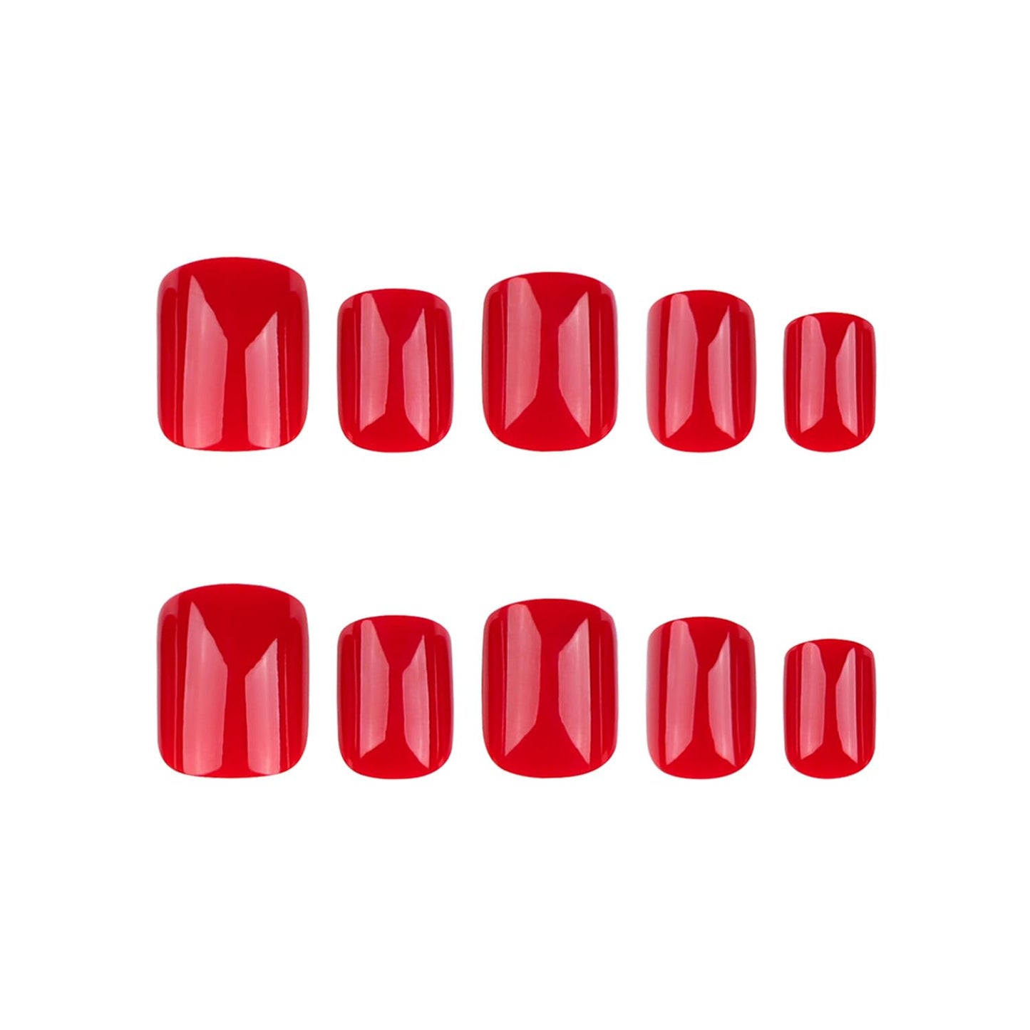 Red Short Press On Nails, Glossy Classic Red Square Shape, Bold Salon Quality False Nails, Elegant Chic Style, 24 Pcs for Women