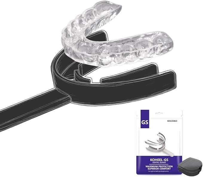 KOHEEL GS Moldable Mouth Guard for Teeth Grinding and Clenching, Night Guard for Bruxism Relief, 5 Count (Black, Large Size)