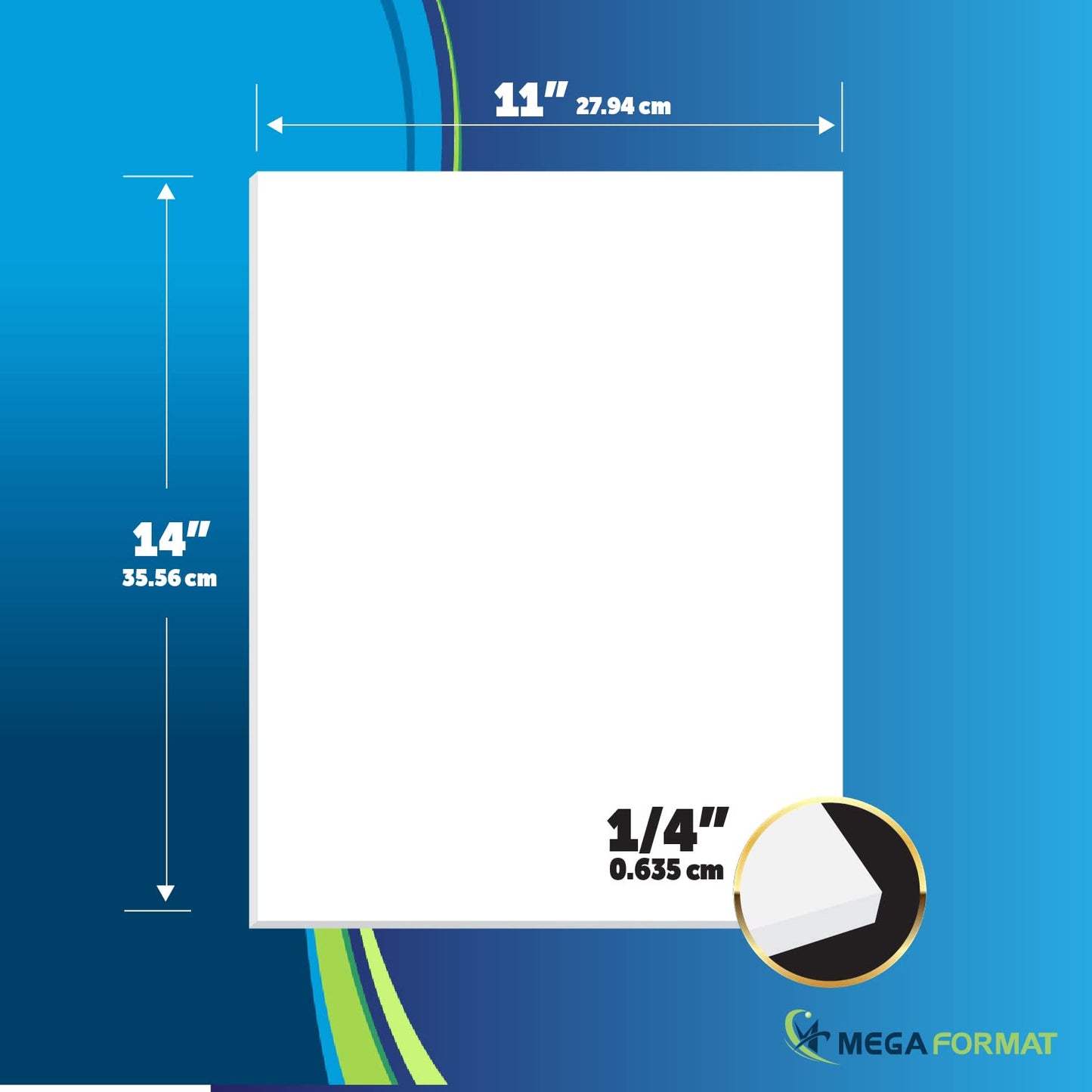 Mega Format Expanded PVC Plastic Sheets - 11" X 14" Rigid White Sheet for Crafts, Signage, & Displays - Sintra, Celtec PVC Board - Waterproof for Outdoors Use - 1/4" 6mm Thick - 1-Pk-White
