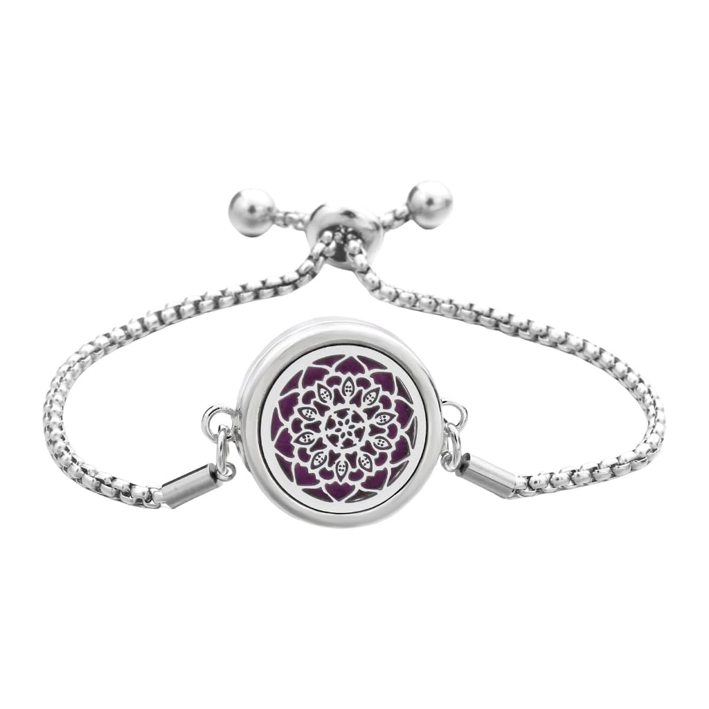 Pyasuye Stainless Steel Adjustable Bracelet Essential Oil Diffuser Pendant Handchain Stylish Wristchain Fashion Jewelry