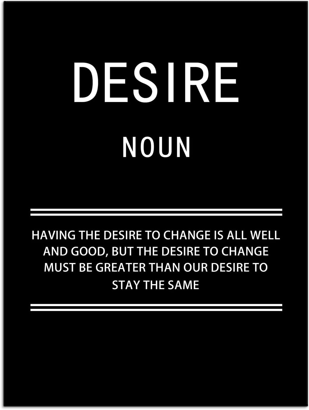 WYJZDZQ8 Desire Noun Motivational Posters Inspirational Wall Art Picture Prints on Canvas Modern Home Decor Painting Artwork for Living Room Office Stretched and Framed Ready to Hang [18''W x 24''H]
