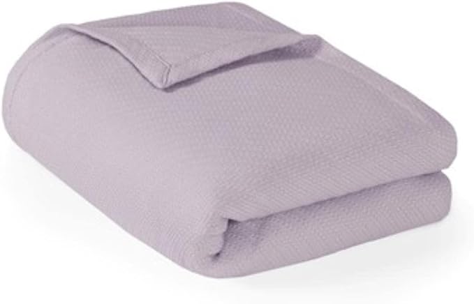 Madison Park Liquid Cotton Blanket Breathable, Softer Ring Spun Weave, Diamond Motif, Luxurious 100% Cotton All Seasons Lightweight Summer Blanket for Bed, Couch, Office, Lilac, Full/Queen