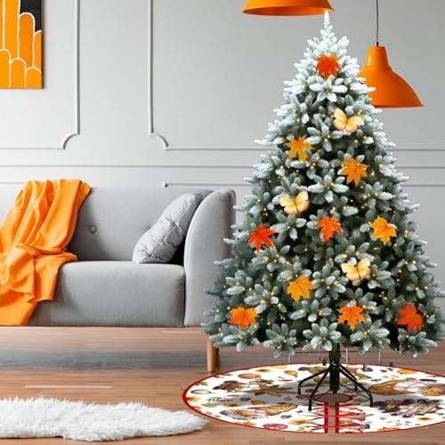 clothmile Fall Tree Skirt Halloween 36 Inch Reversible Fall Halloween Double Sided Print Mat Christmas Party Supplies for Home Tabletop Trees Holiday Decoration