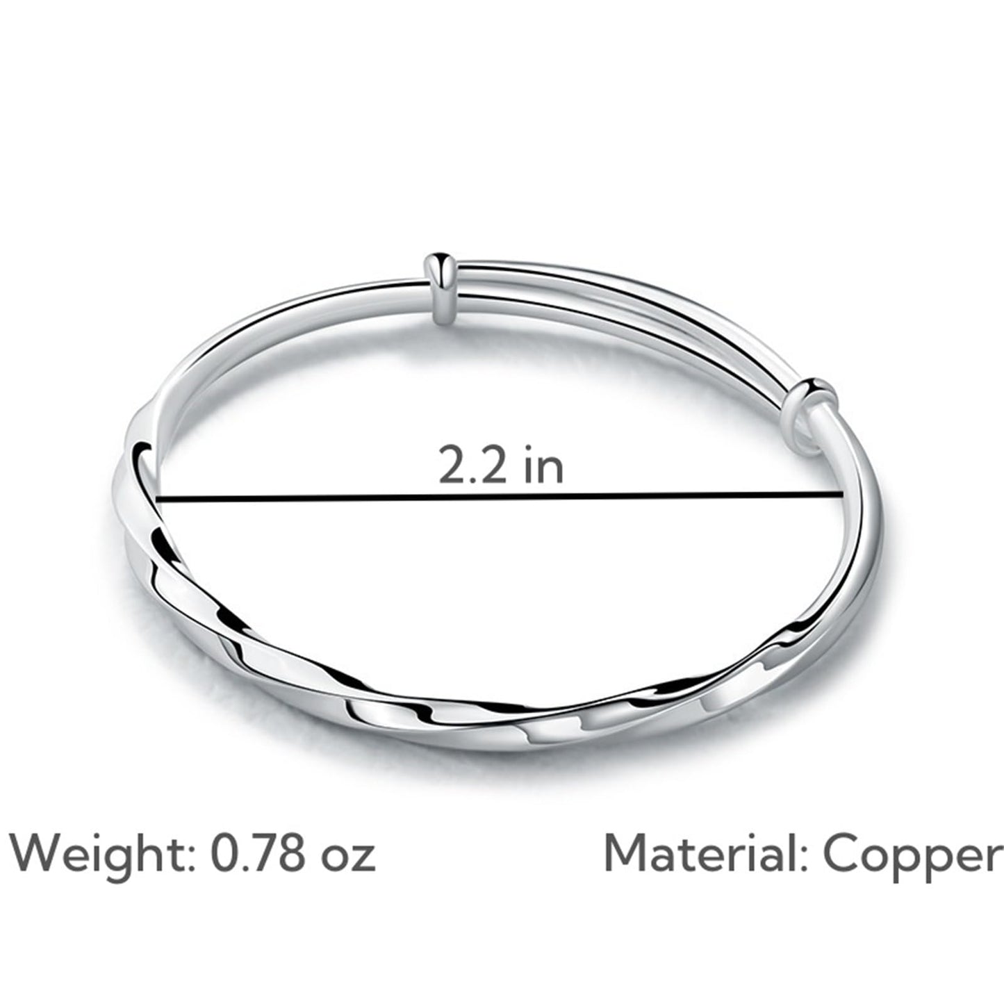 Baoaichi Handmade 925 Sterling Silver Bangle Bracelets For Women Twist Wave Bangles Minimalist Statement Bracelets Adjustable Bangle Daily Jewelry for Christmas & Birthday Gift