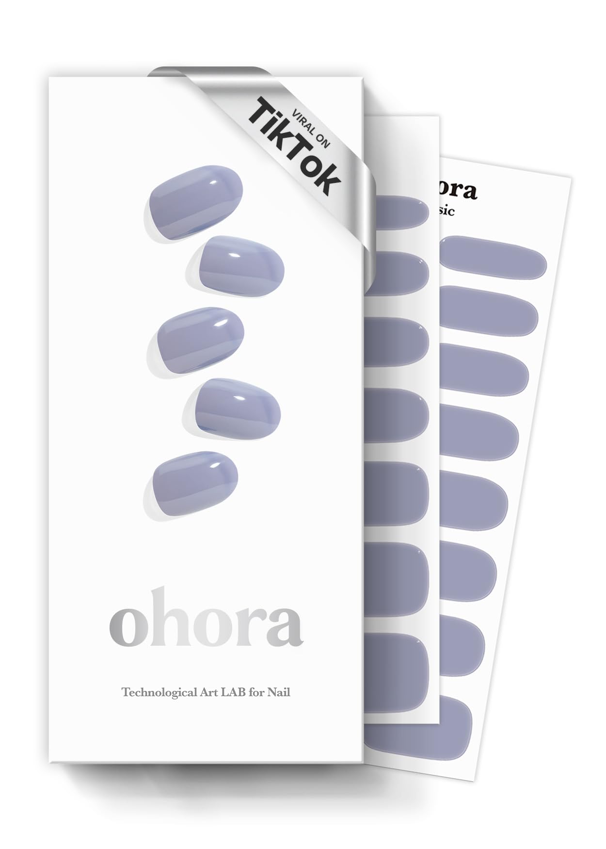 ohora Semi Cured Gel Nail Strips (N Cream Cloud) - Purple, Solid, Works with Any UV/LED Lamps, Salon-Quality, Long Lasting, Easy to Apply & Remove - Includes 2 Prep Pads, Nail File & Wooden Stick