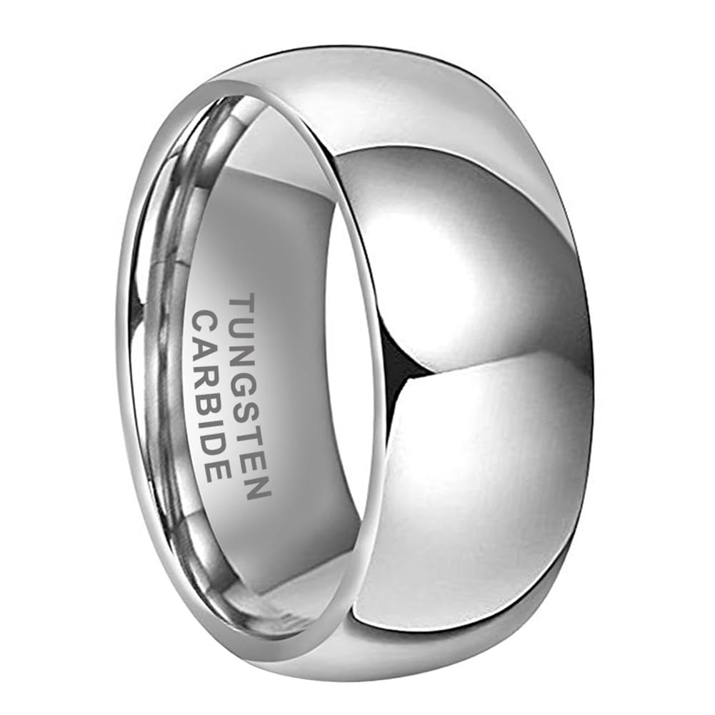 TUTISS 10mm Tungsten Rings for Men Women Engagement Wedding Bands Domed Polished Comfort Fit Size 10