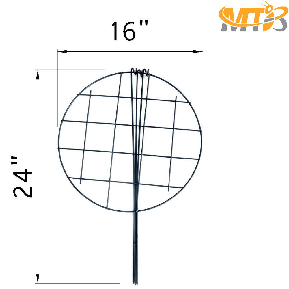 MTB Supply 10 Pack 16 x 24 inch Green Peony Cages Grow Through Plant Support Stakes Flower Support Hoops Heavy Plants Brace Rings