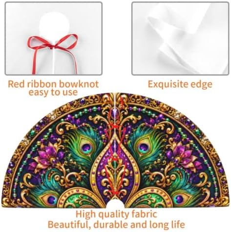 Mardi Gras Christmas Tree Skirt Xmas Tree Skirt, Winter Christmas Tree Mat for Home Party Holiday Indoor Outdoor Decorations