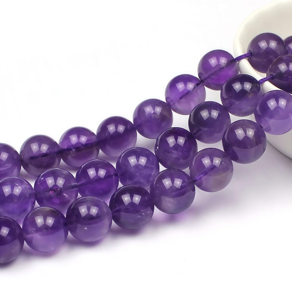 MJDCB 5A Natural South Africa Amethyst Gemstone Round Stone Beads for Jewelry Making DIY Bracelet Necklace (10mm)