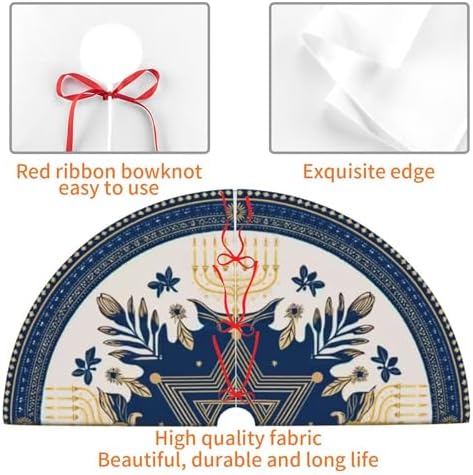 Hanukkah Christmas Tree Skirt 36 Inch Xmas Tree Mat Party Decor Supplies for Holiday Home Decorations