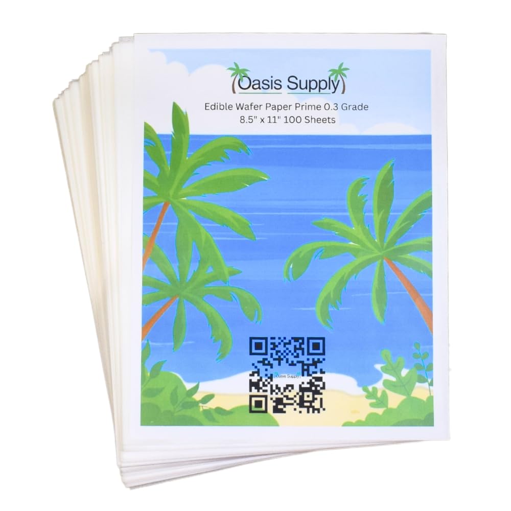 Oasis Supply 100 Piece Edible Rectangle Wafer Paper Pack, 8" by 11", White