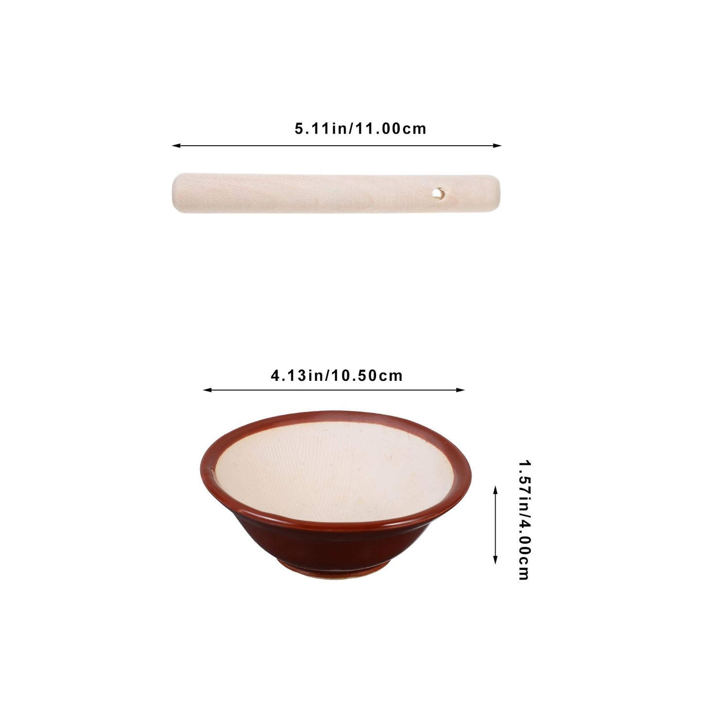 IMIKEYA Japanese Suribachi Mortar and Pestle Set: Ceramic Spice Grinder Bowl with Wooden Pestle for Grinding Seeds, Garlic, Ginger, and Spices