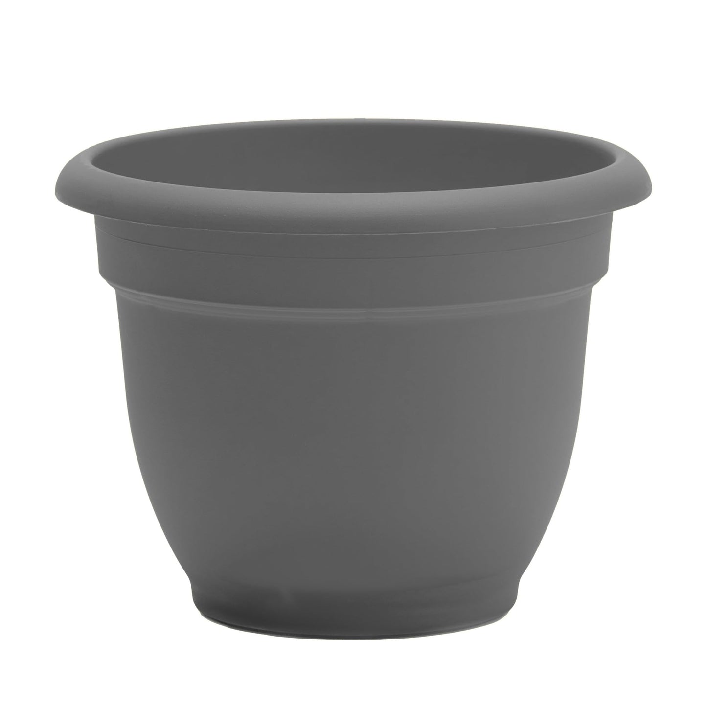 Bloem Ariana 12" Self-Watering Plastic Planter - Rolled Rim Indoor/Outdoor Garden Pot, Charcoal, 2-Pack
