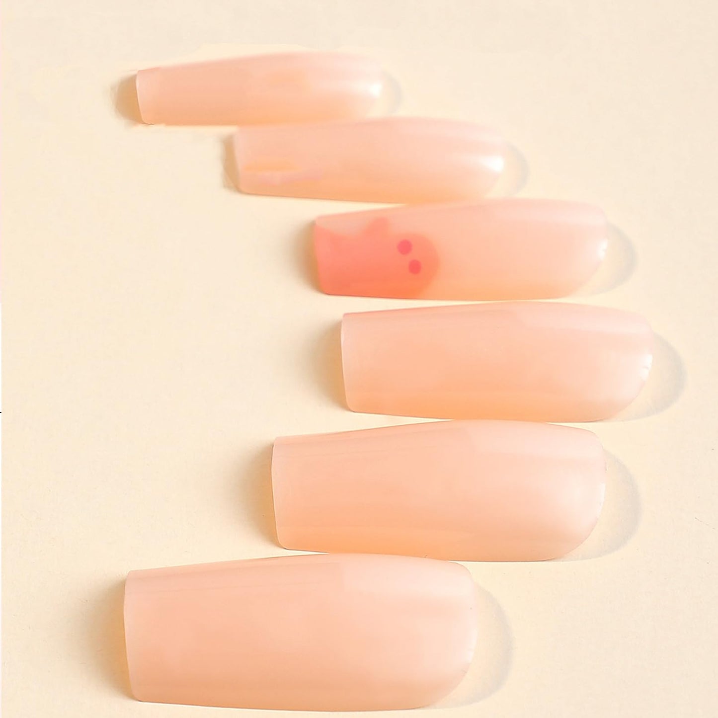 IMRAIN Halloween Press on Nails Long Square Fake Nails Nude Glossy Acrylic False Nails with Glitter Ghost Designs Full Cover Cute Glue on Nails for Women