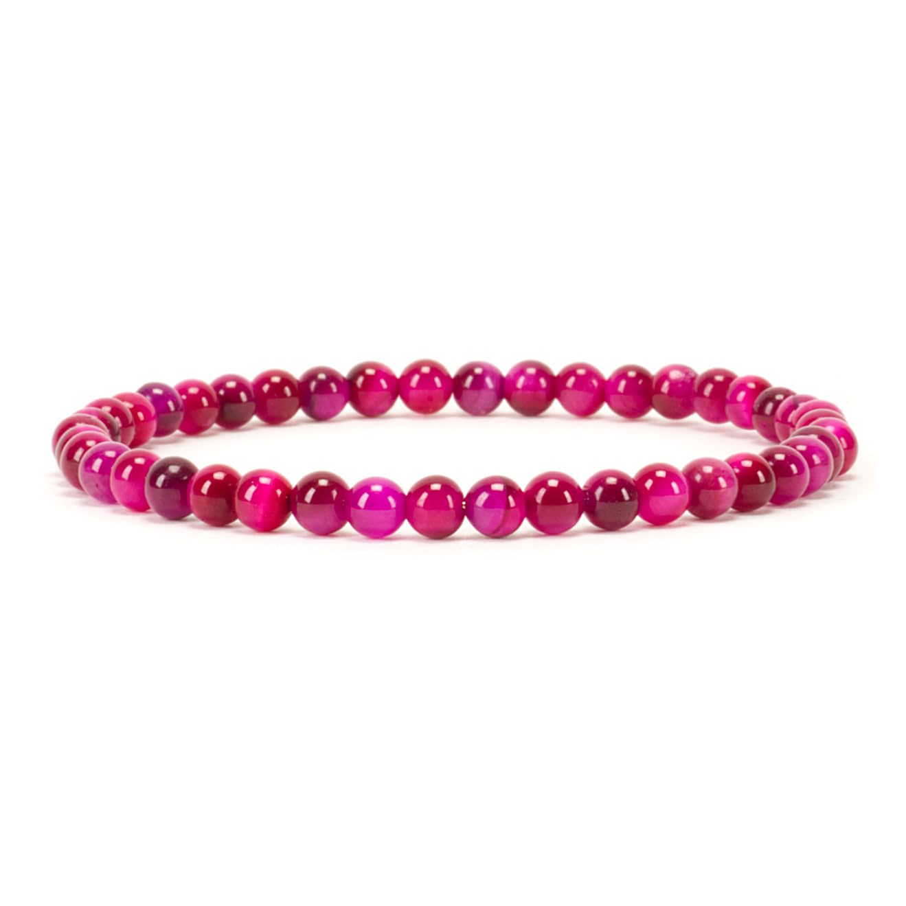 Cherry Tree Collection - Small, Medium, Large Sizes - Gemstone Beaded Bracelets For Women and Men - 4mm Round Beads (Pink Tiger's Eye, Small)