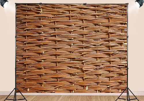 Natural Brown Wicker Rattan Weave Backdrop Handwoven Basket Texture Background for Bohemian Party Decorations Tropical Home Wall Decor Photo Studio Props 5X3ft Fabric - size: 5X3ft