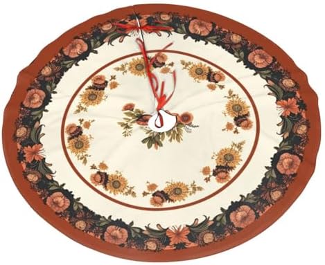 Thanksgiving Fall Pumpkins Sunflowers Christmas Tree Skirts 30", Xmas Tree Cloth Mats Trees Skirts for Decor Gift, Home Decoration