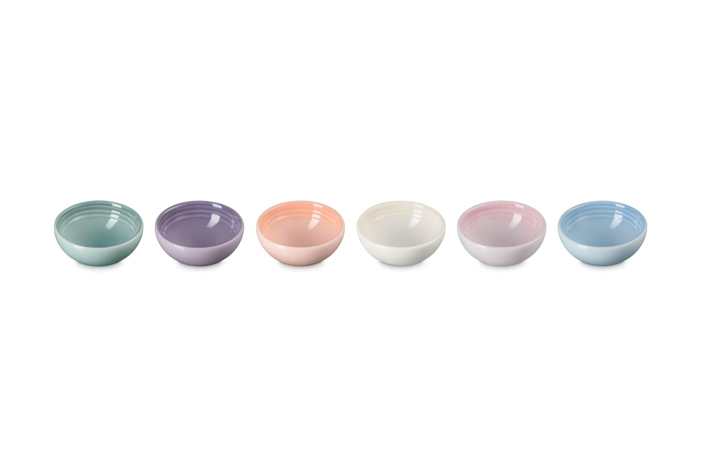 Le Creuset Stoneware Set Of 6 Vancouver Pinch Bowls, Pastel Multi Color
