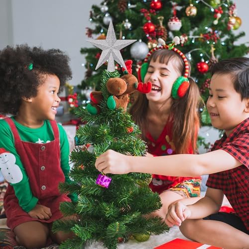 1PCS Tree Topper, 4" Silver Star Christmas Tree Topper Xmas Tree Decoration