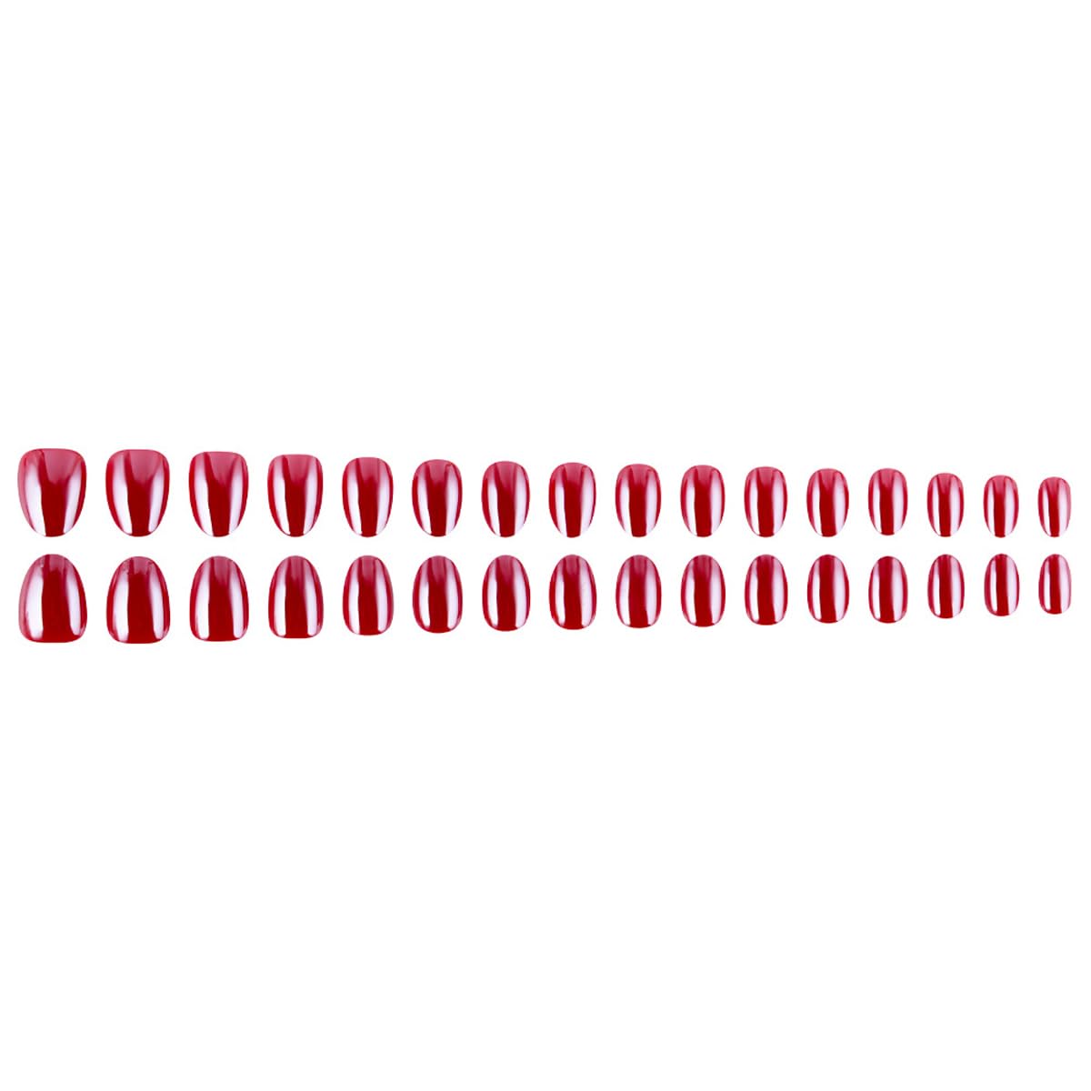 Cherry Chrome Press on Nails Short Oval Fake Nails Red Nails Press ons with Mirror Chrome Design,Reusable & Easy Apply Full Cover Stick on Nails for Women Manicure 32Pcs