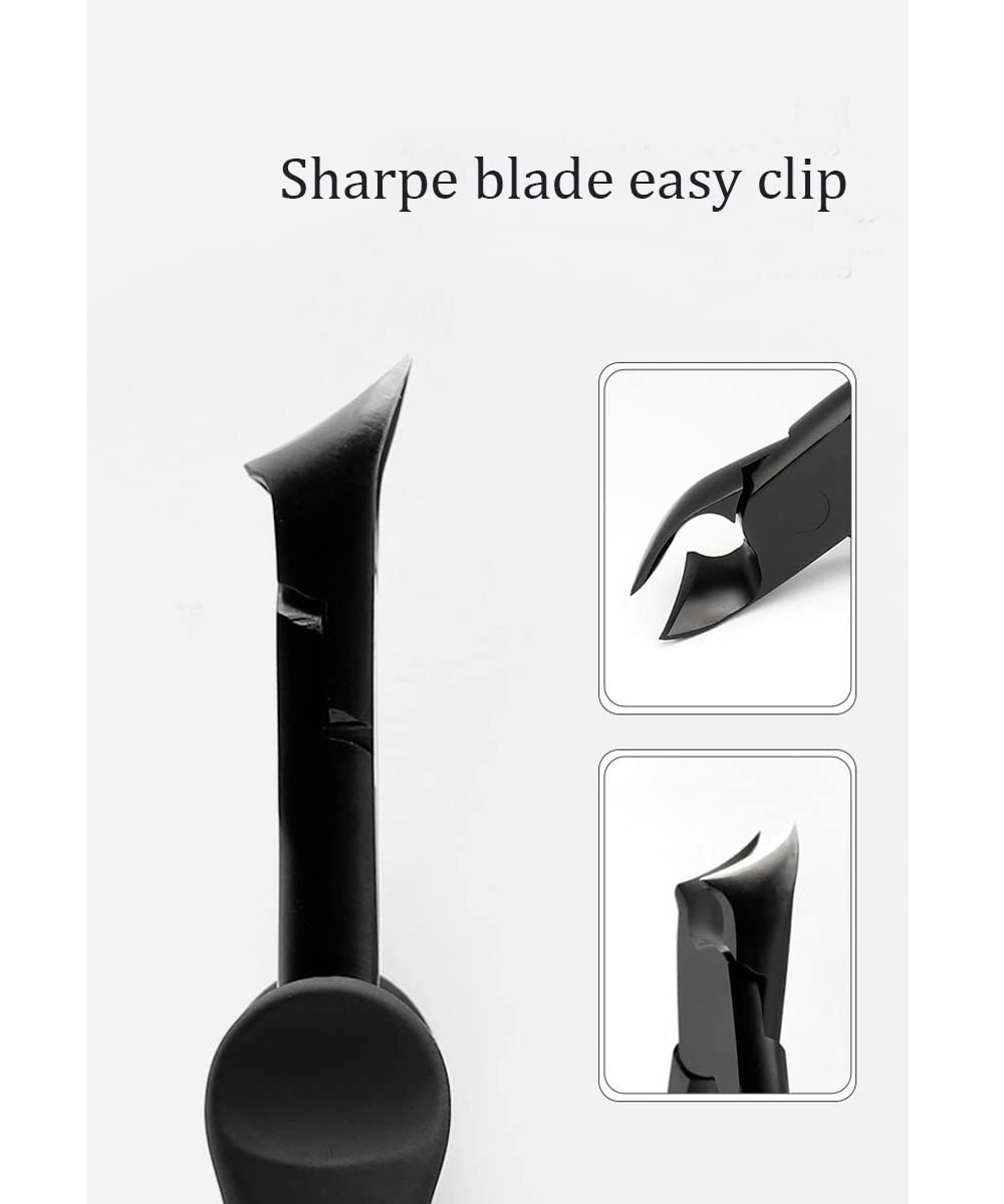 Toenail Clippers for Thick Nails, Stainless Steel, Sharp Ingrown Nail Cutter with Non-Slip Grip Handles, Black