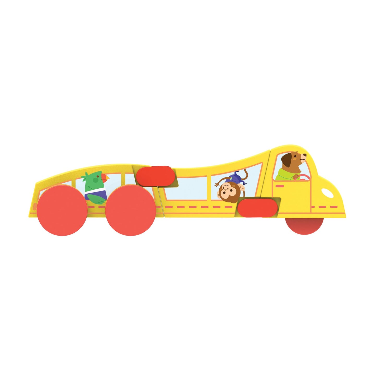 MindWare Konvertibles Transforming Wooden Cars – 2‑Piece Flip‑&‑Change Vehicle Set with Carry‑Along Box That Becomes 3‑D Road Scene, Toddler Toy for Ages 18 Months +