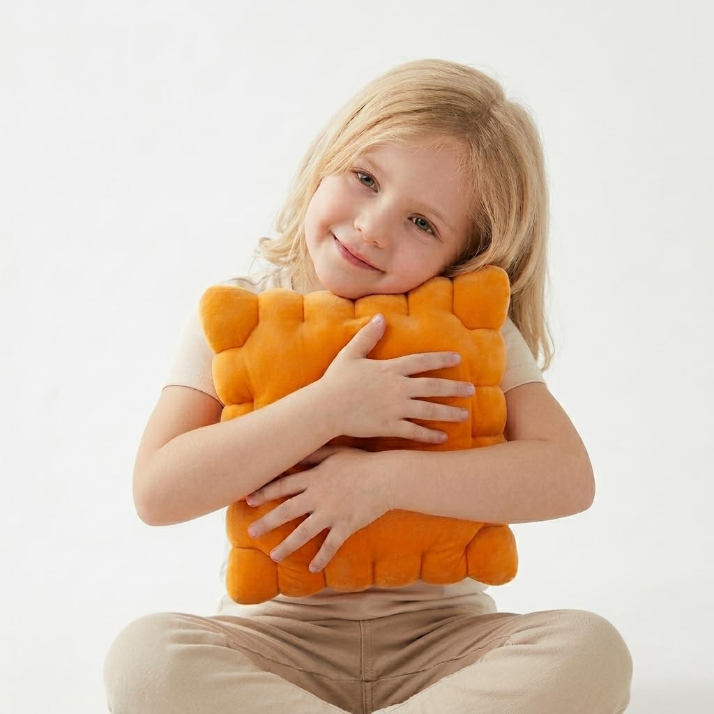 Snack Plushies Cheese Cracker Plush Pillow – 10" Soft & Huggable Stuffed Food Plush Toy – Cute Snack-Inspired Cuddly Gift for Kids & Adults