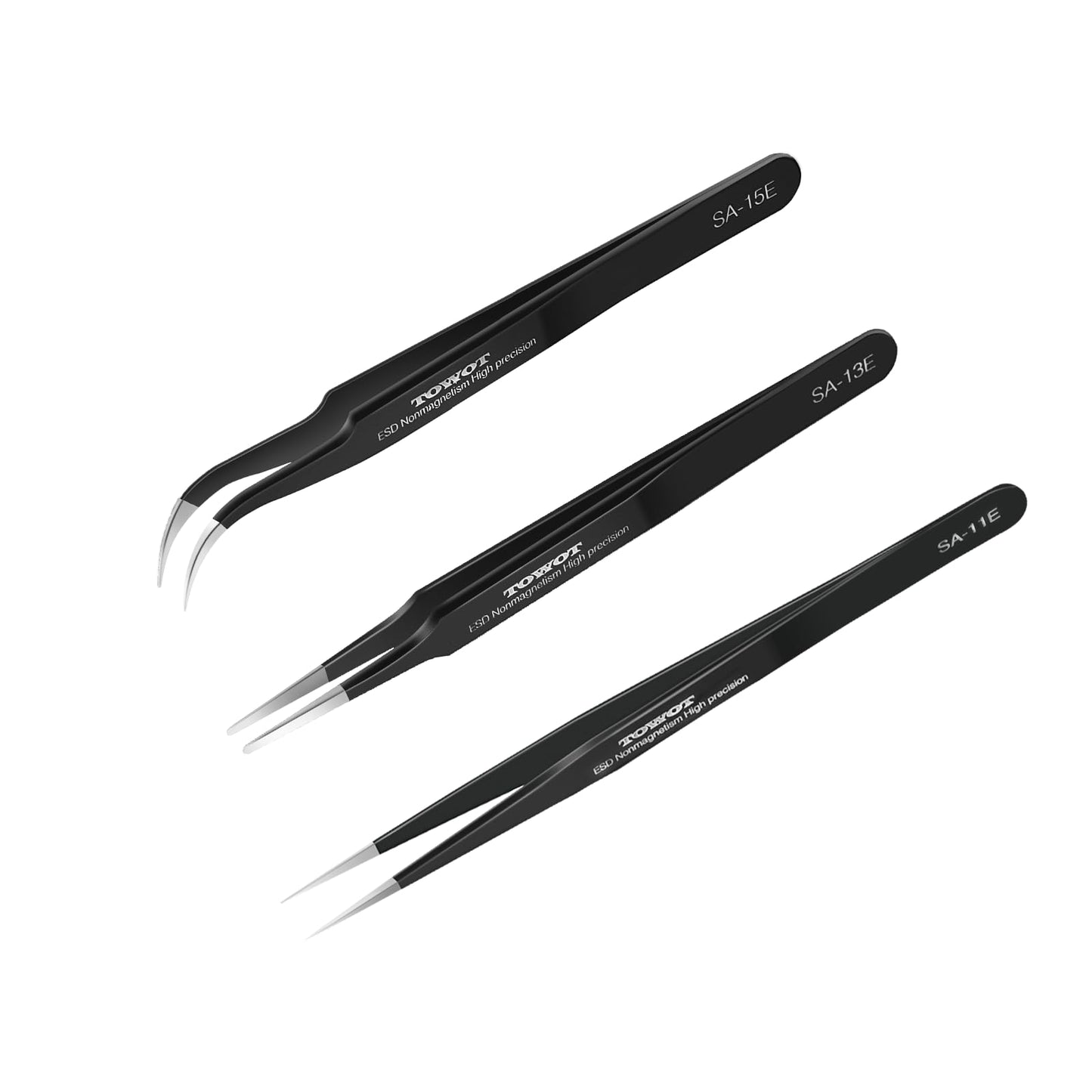 TOWOT 3 PCS Precision Tweezers Set, Premium Anti-static Stainless Steel Electronics Tweezers for Craft, Soldering, Jewelry Making, and Experimental Work Industrial Tweezers