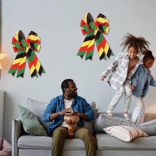 2PCS Large Black History Month Juneteenth Wreath Bows for Front Door Decor