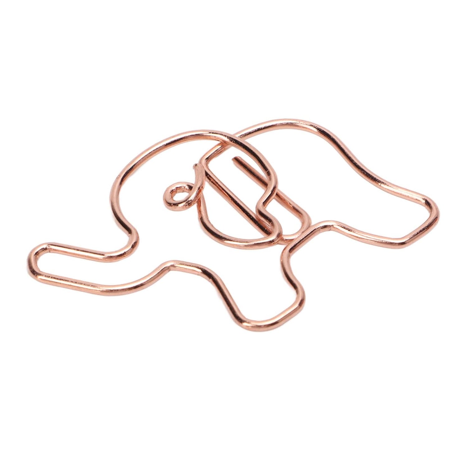 100PCS Rose Gold Cute Paper Clips, Smooth Steel Wire Paperclips Elephant Shaped Paper Clips Decorative Paperclips for Office School Supplies