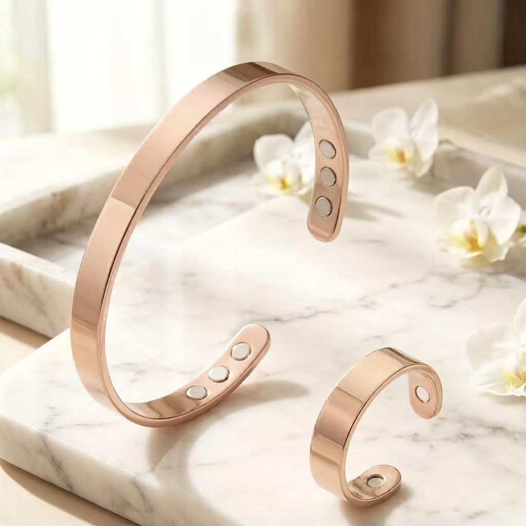 TiFluFlue Kalm Bracelet Ring Set for Women (Rose)
